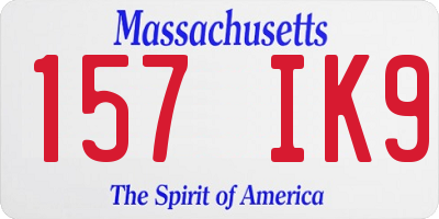 MA license plate 157IK9