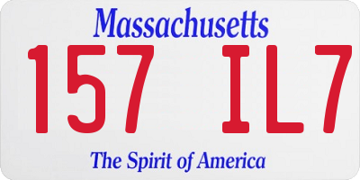 MA license plate 157IL7