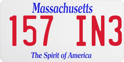 MA license plate 157IN3