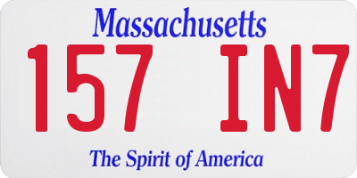 MA license plate 157IN7
