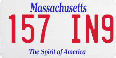 MA license plate 157IN9