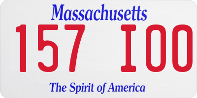 MA license plate 157IO0