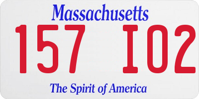 MA license plate 157IO2