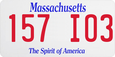 MA license plate 157IO3