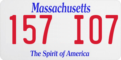 MA license plate 157IO7