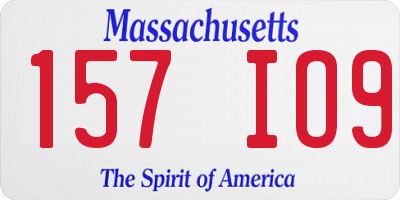 MA license plate 157IO9