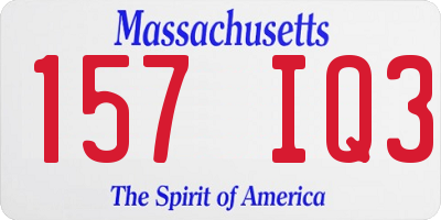 MA license plate 157IQ3