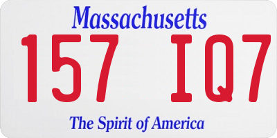 MA license plate 157IQ7