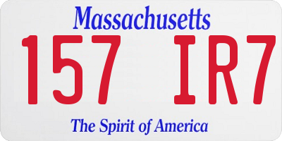 MA license plate 157IR7