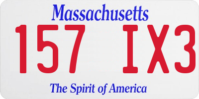 MA license plate 157IX3