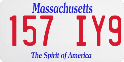 MA license plate 157IY9