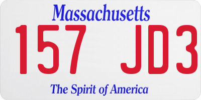MA license plate 157JD3