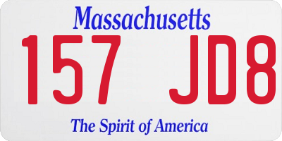 MA license plate 157JD8