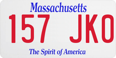 MA license plate 157JK0