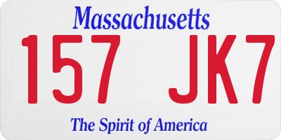 MA license plate 157JK7