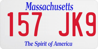 MA license plate 157JK9