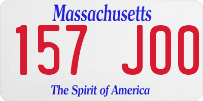 MA license plate 157JO0