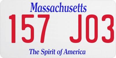 MA license plate 157JO3