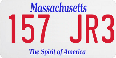 MA license plate 157JR3