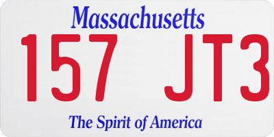 MA license plate 157JT3