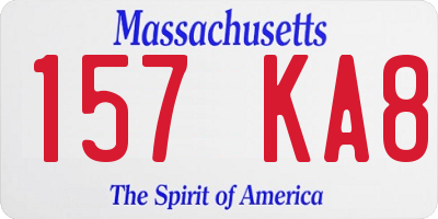 MA license plate 157KA8