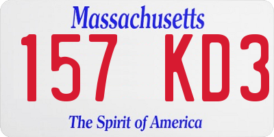 MA license plate 157KD3