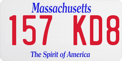 MA license plate 157KD8