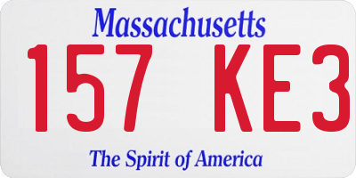 MA license plate 157KE3