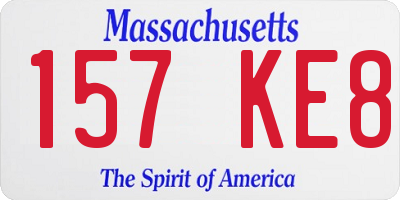 MA license plate 157KE8