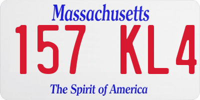 MA license plate 157KL4