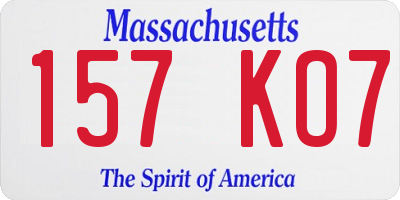 MA license plate 157KO7