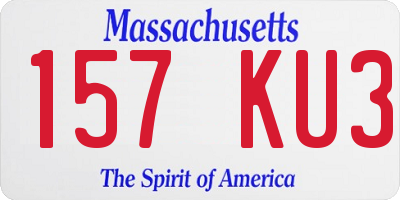 MA license plate 157KU3