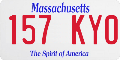 MA license plate 157KY0