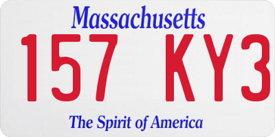 MA license plate 157KY3