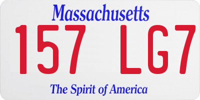 MA license plate 157LG7