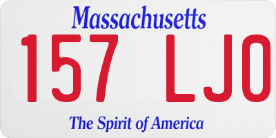 MA license plate 157LJ0