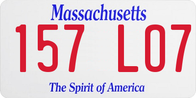 MA license plate 157LO7