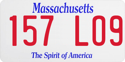 MA license plate 157LO9