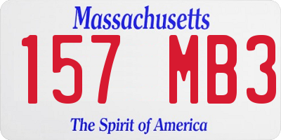 MA license plate 157MB3