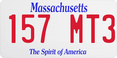 MA license plate 157MT3