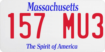 MA license plate 157MU3