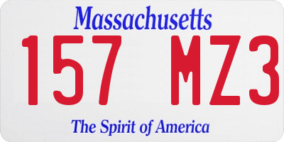 MA license plate 157MZ3