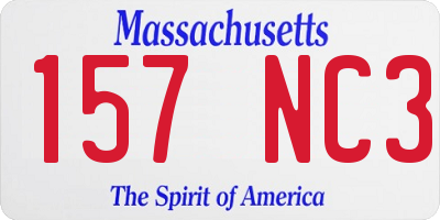 MA license plate 157NC3