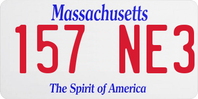 MA license plate 157NE3