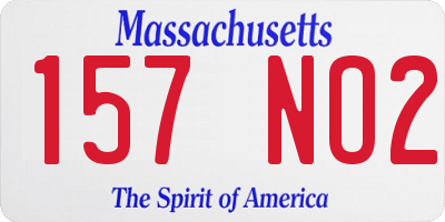 MA license plate 157NO2