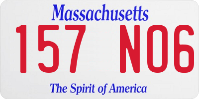 MA license plate 157NO6
