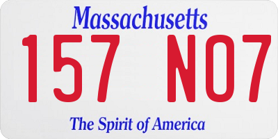 MA license plate 157NO7