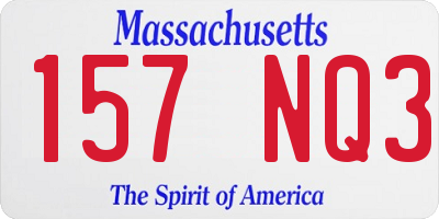 MA license plate 157NQ3