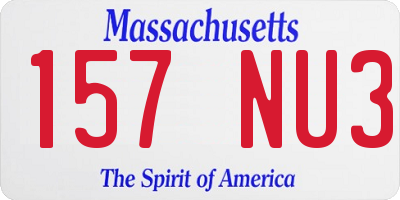MA license plate 157NU3