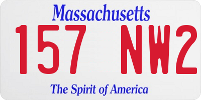 MA license plate 157NW2